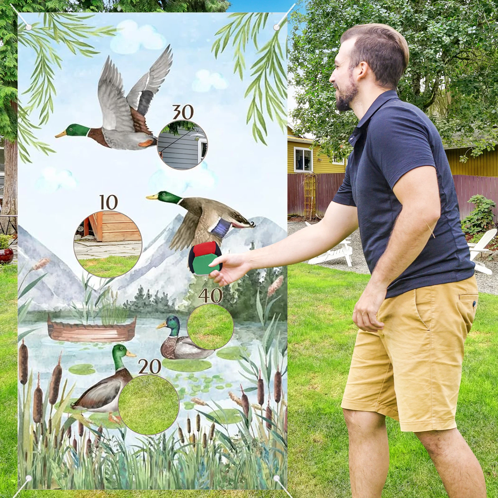 ألعاب الرمي لموضوع صيد البط، لعبة رمي حقيبة الفول للأولاد والبنات، لافتة خلفية لألعاب الرمي ذات موضوع مالارد للاستخدام الداخلي والخارجي #6