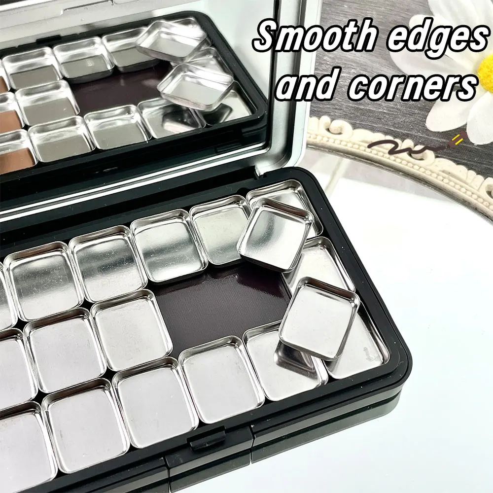 Palette de boîte de peinture aquarelle en fer à 18 grilles, grand foncé avec miroir, fournitures d'art de voyage pour artistes, plateau de rangement pour vernis à ongles Gel