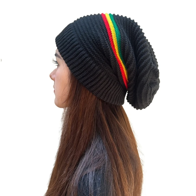 Knitted Hat Reggae Music Lover for School Teens Hat Multicolored Skull Hat for Reggae Enthusiasts