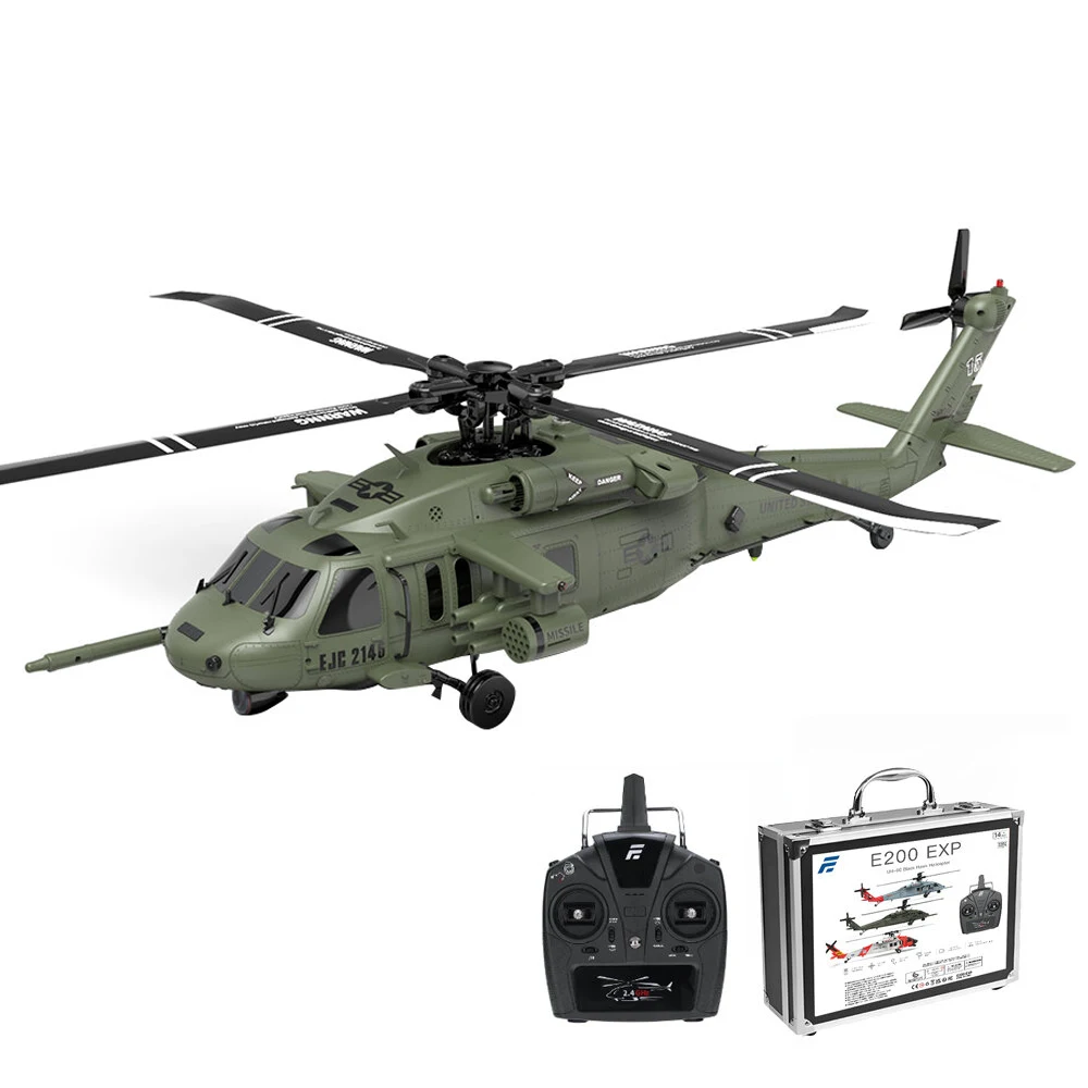 

Eachine E200 EXP UH-60 SH-60 MH-60 2.4G 6CH 6-Axis Gyro Optical Flow Localization Dual Brushless Motor Flybarless RC Helicopter
