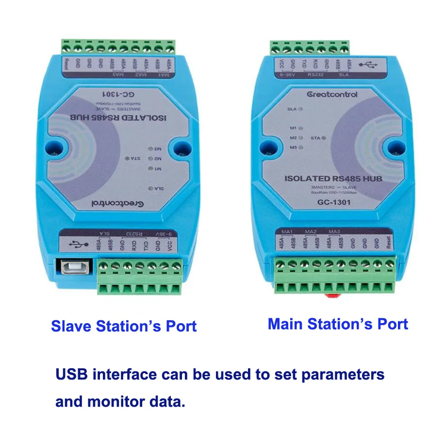 Triple Masters One / Multi Slaves 485 Repeater Cache Type Buckle Modbus Dual Host Optoelectronic Isolation Hub