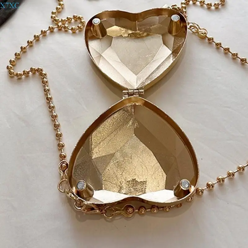 

X7XC Women Heart Shaped Shoulder Bag Acrylic Evening Bag Chain Strap Evening Clutch Bag Evening Handbag for Party Prom