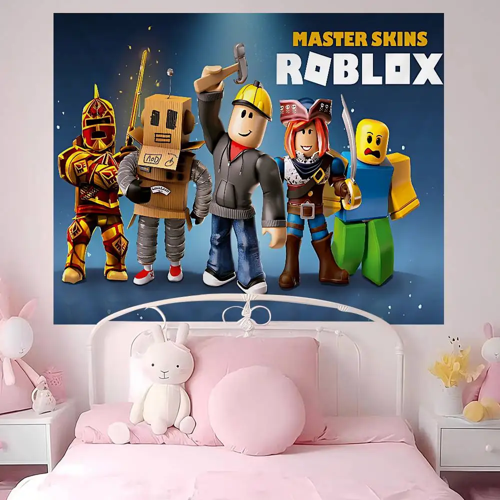 Hot Game-R-Robloxs Cartoon Tapestry Art Science Fiction Room Home Decor Wall Hanging Home Decor