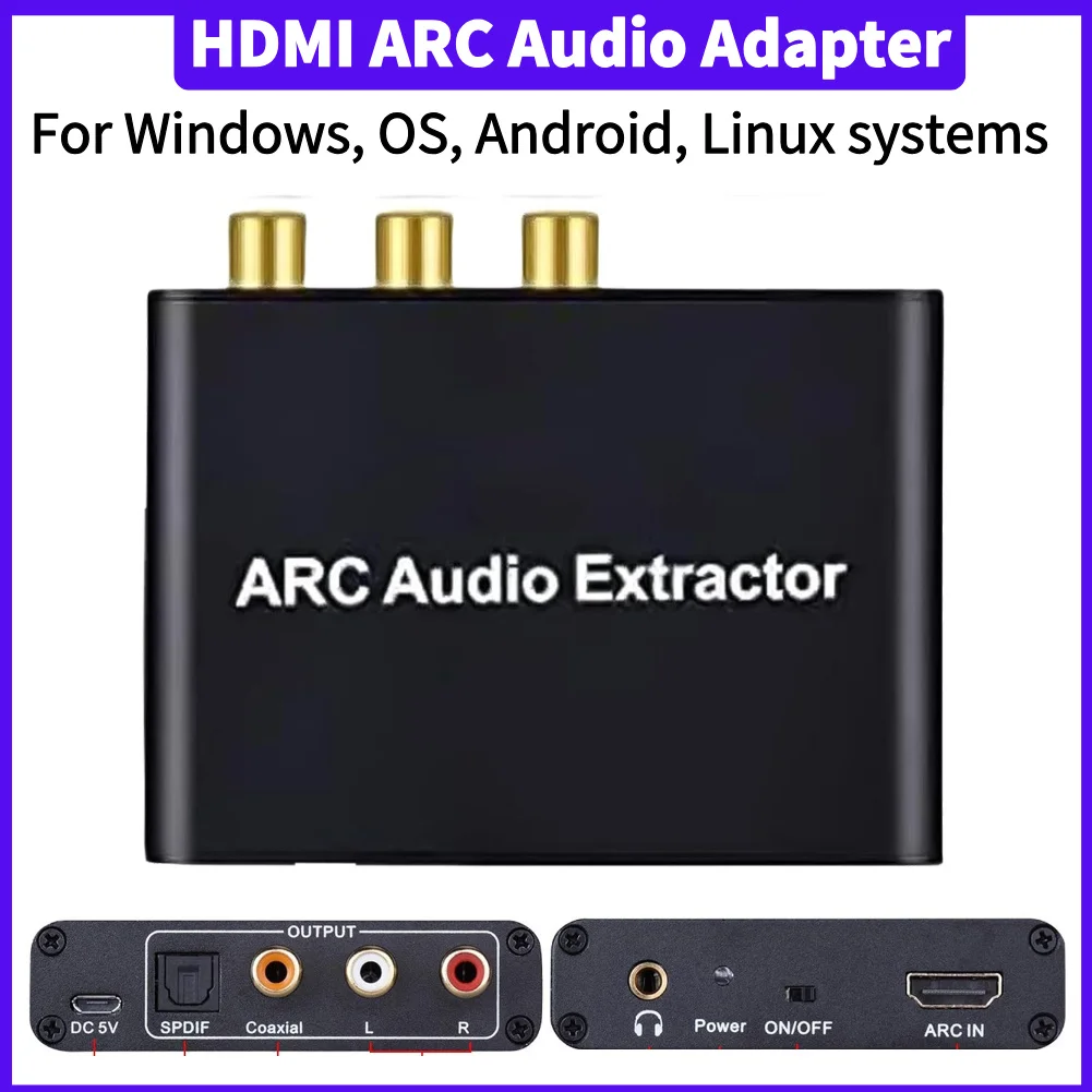 HDMI-Compatible ARC Audio Extractor ARC To SPDIF Coaxial L/R Stereo With 3.5mm Jack Audio Adapter for HDTV Soundbar Amplifier