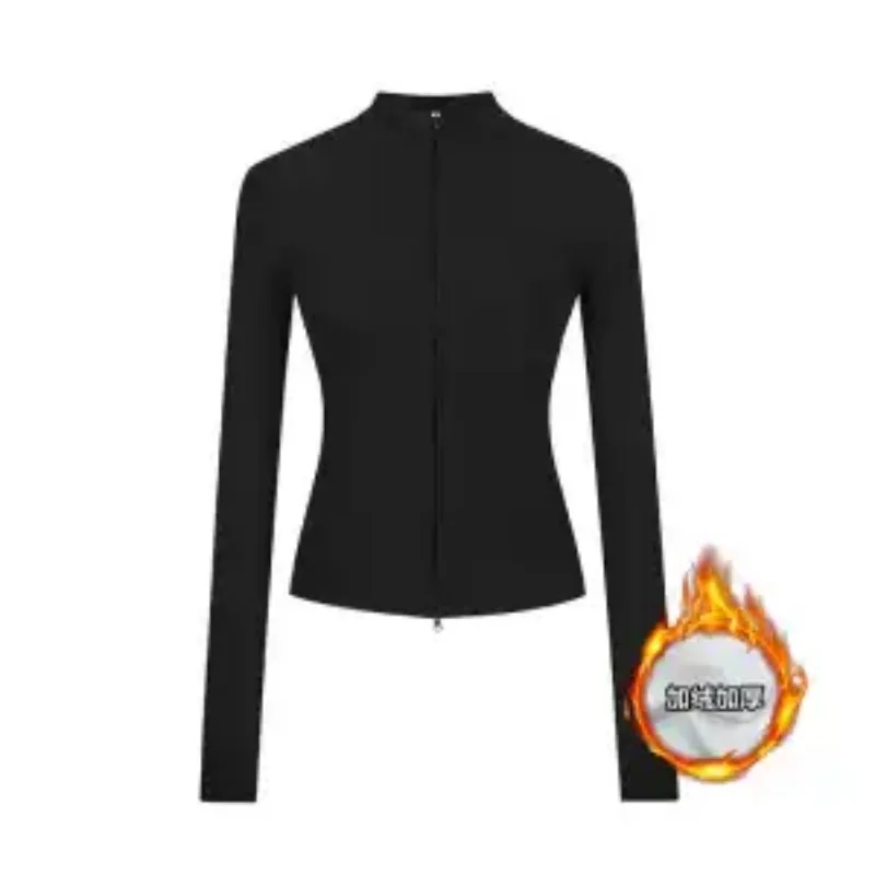 

Женская куртка с двойной молнией в американском стиле, тонкий кардиган с воротником-стойкой в корейском стиле, топы