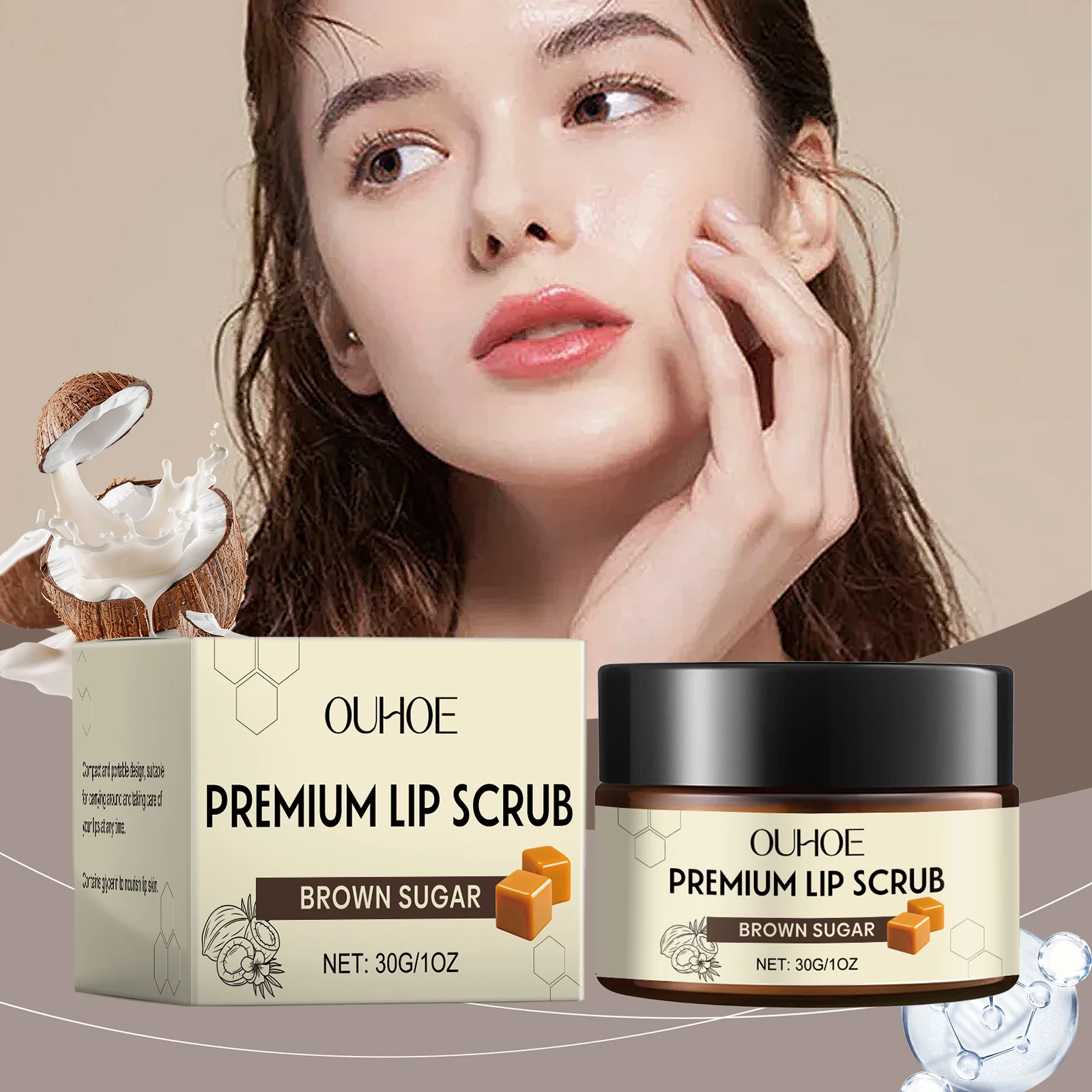 Brown Sugar Lip Scrub – Exfoliating & Moisturizing for Soft, Smooth Lips – Sweet Vanilla Scent, Vegan & Cruelty-Free (30g/1oz)"