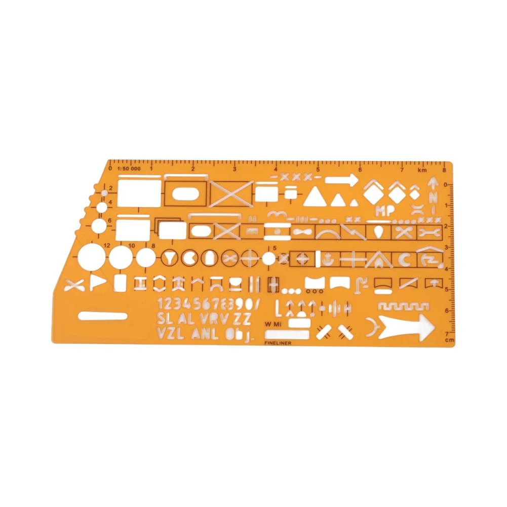 1:50000 Scale Plastic Graphic Template Ruler Standard Symbol Geometry Drawing Tool For Mapping Design Sketching Layout Planning