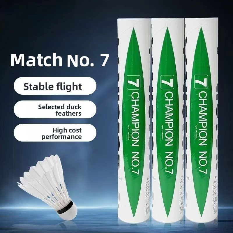 victor-champion-7-volants-de-badminton-en-plumes-de-canard-12-pieces-durables-et-stables-pour-entrainement-et-jeu-en-interieur-et-en-exterieur