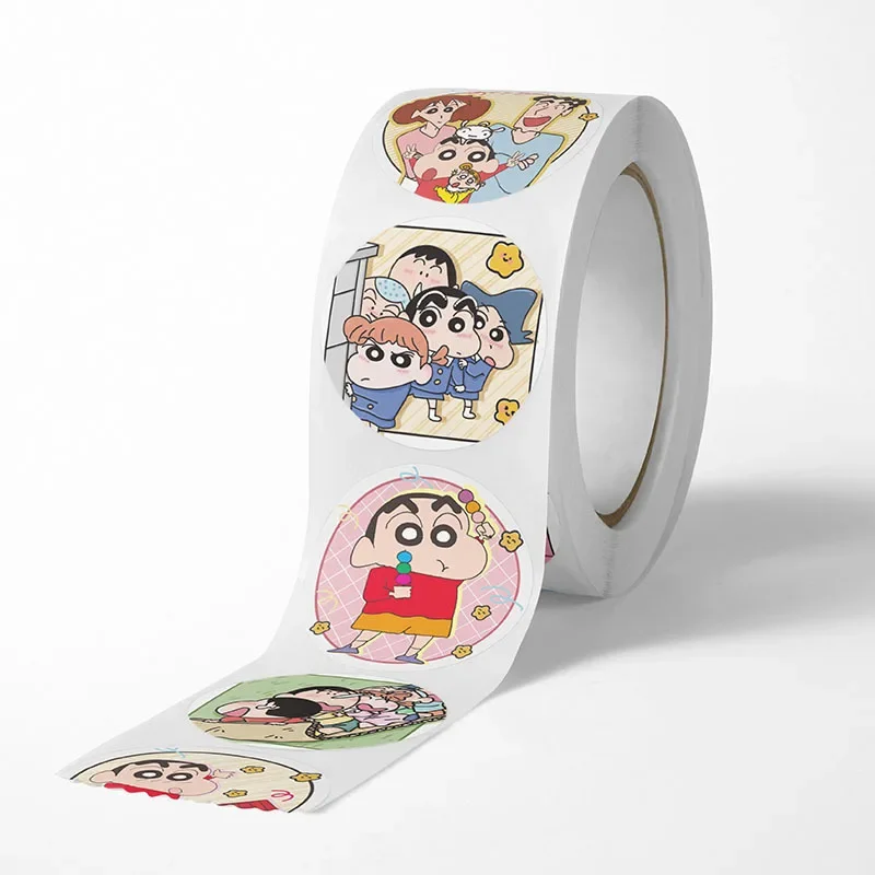 New ‌Crayon Shin-chan Cartoon Sticker 500pcs Paper Roll Bonus Children's Puzzle Toy Sticker Fun Cartoon Ledger Sticker Gift