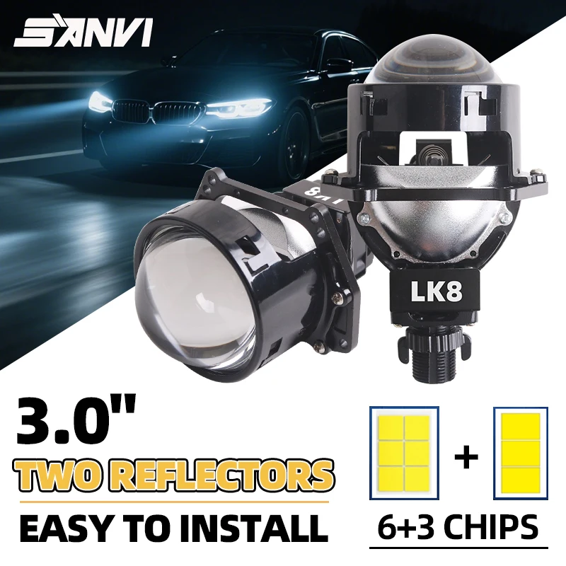 

Sanvi 3 Inch 120W Bi LED Projector Lens with Non-destuctive bracket for Hella LED Lights Projector 5500K LED Lights for Car