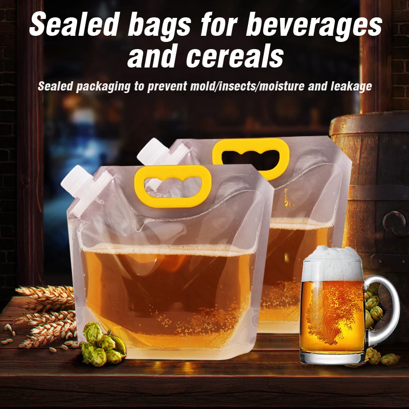 Transparent Spout Beverage Bag Reusable For Outdoor Travel Grain Storage Portable Ic Spout Pouches For Party Fruit Juice Beer