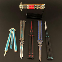 Hot Animation Game Genshin Impact Butterfly Knife Toy Unsharped Metal Weapon Wolf's Last Road Stick Cyno Weapon Model Gift