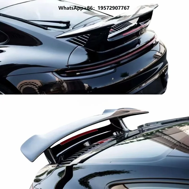 High Quality Glossy 3K Carbon Fiber Fabric SD Style Car Wing Spoiler for 911 992 Turbo S Trunk Ducktail Spoiler Wings