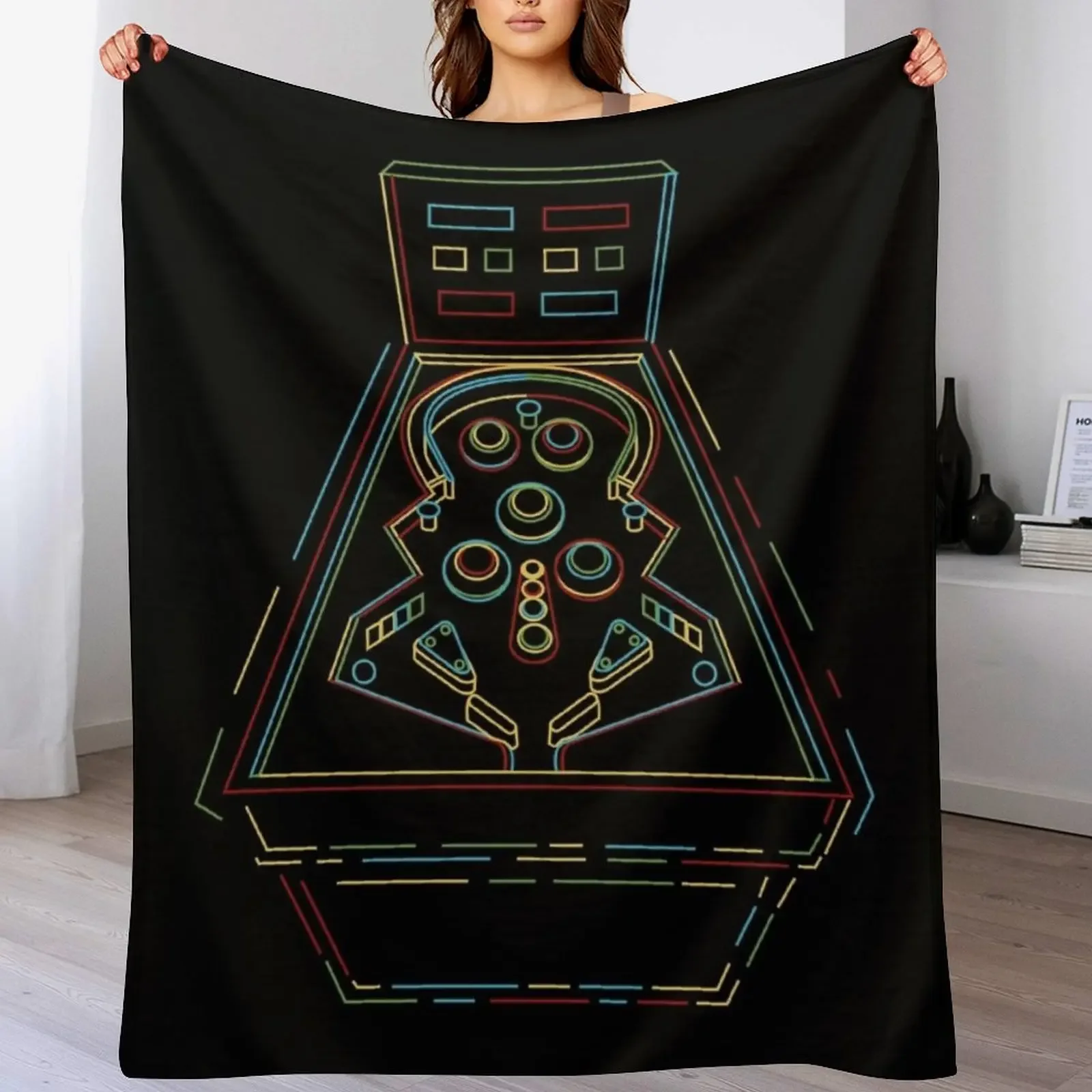 Pinball Machine Retro Pinball Pinball Machine Vintage Gamer Throw Blanket Warm Flannel Blanket for Couch Chair Bedroom