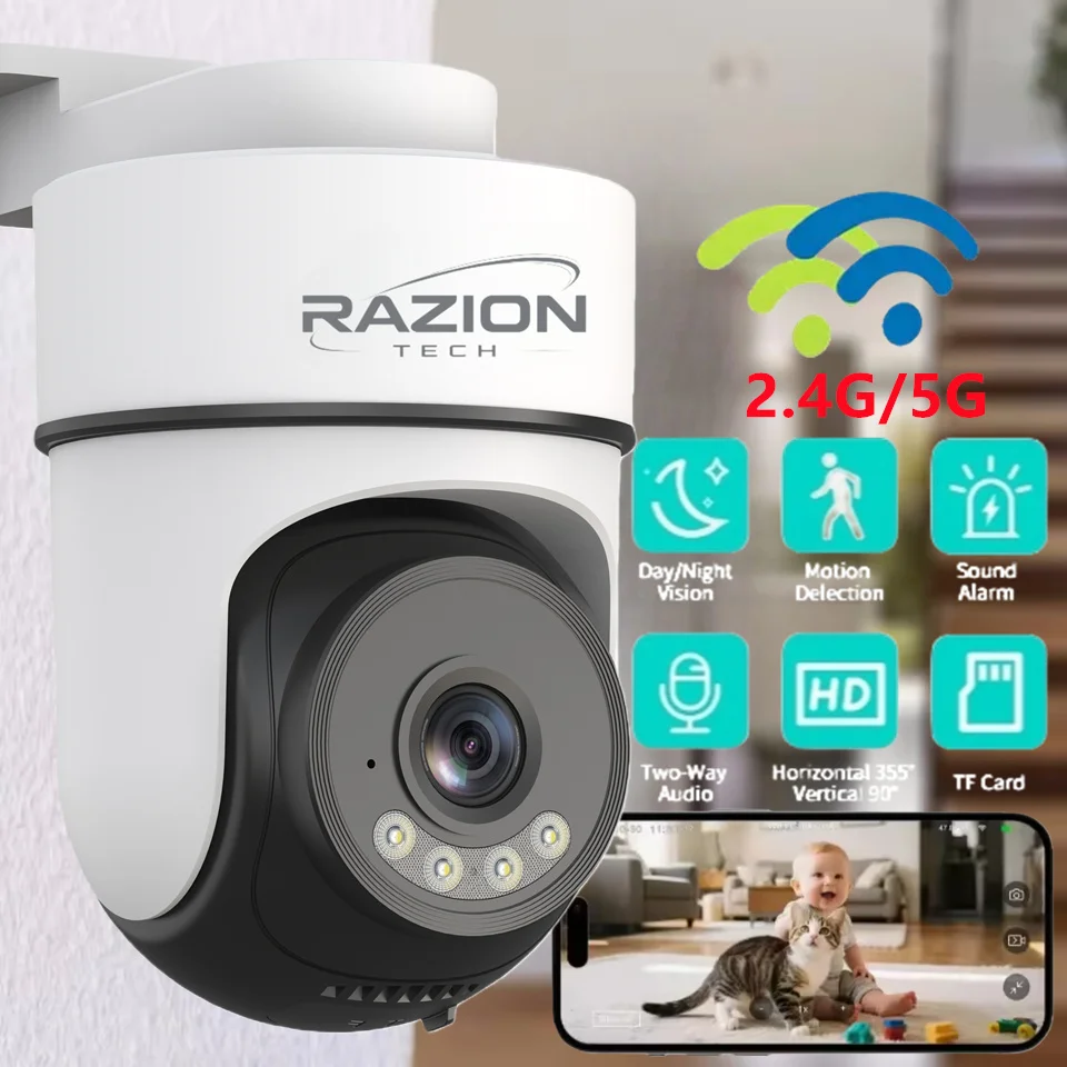 4K 8MP 2.4G&5G WiFi IP Camera Smart Home Security Wireless Surveillance Cameras Baby Monitor Mini Cam Night Vision Two-way Audio