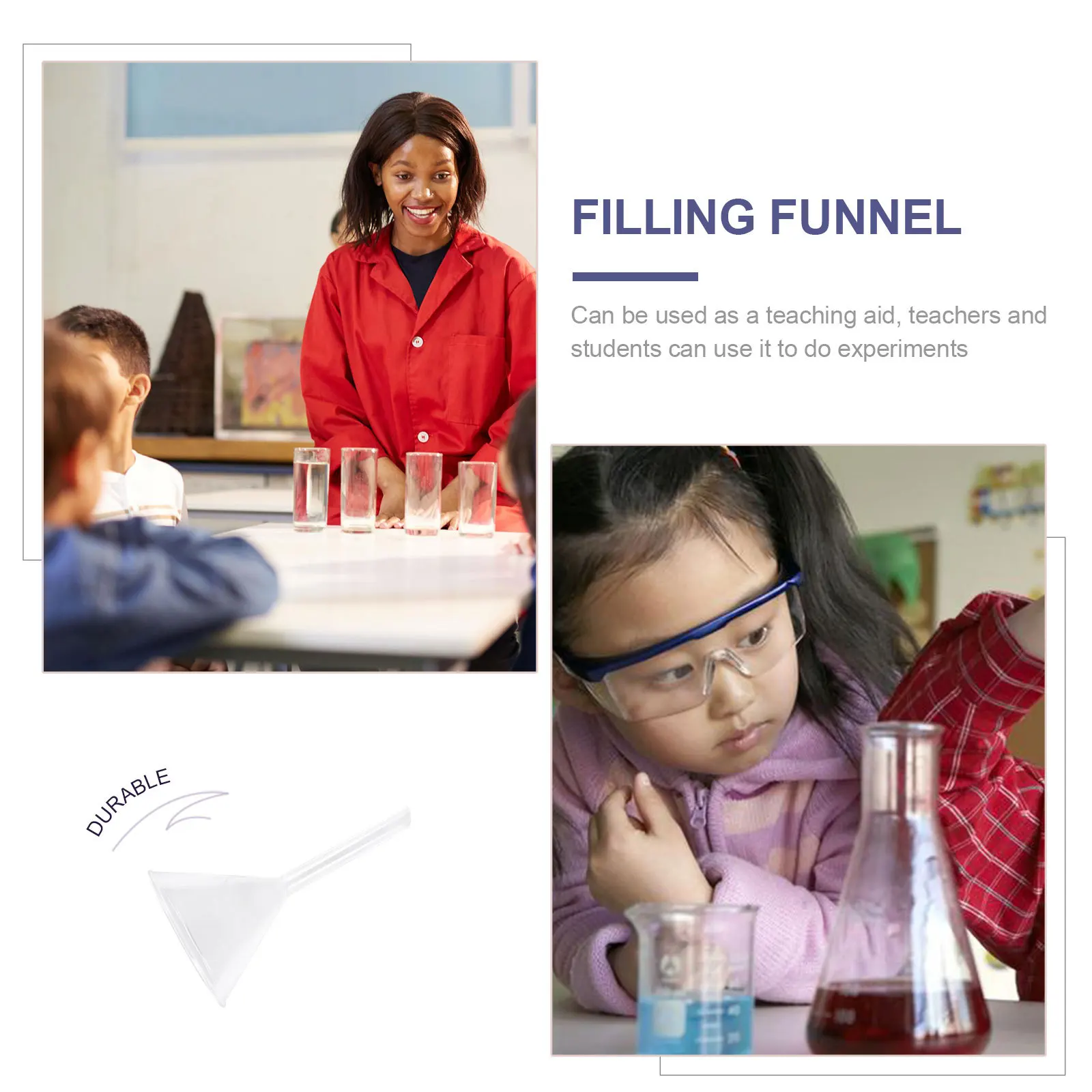 

Набор из 5 стеклянных воронок с толстыми стенками, высокой прочностью, для аналитической химии и переливания жидкостей в лаборатории