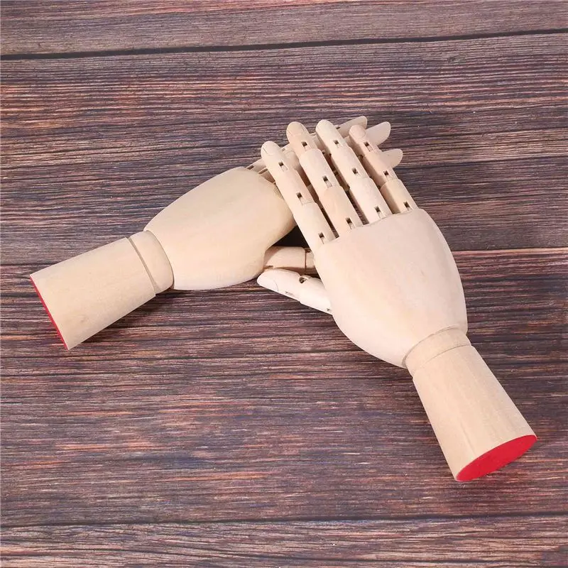 B84B 3X 7Inch Wooden Articulated Hand Manikin Model Left Right Hand for Drawing Sketching Painting Art