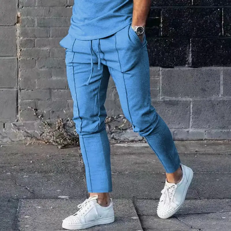 Spring Autumn New Casual Man Pants Fashion Motion Comfortable All-match Running Trousers Elastic Pockets Drawstring Pencil Pants