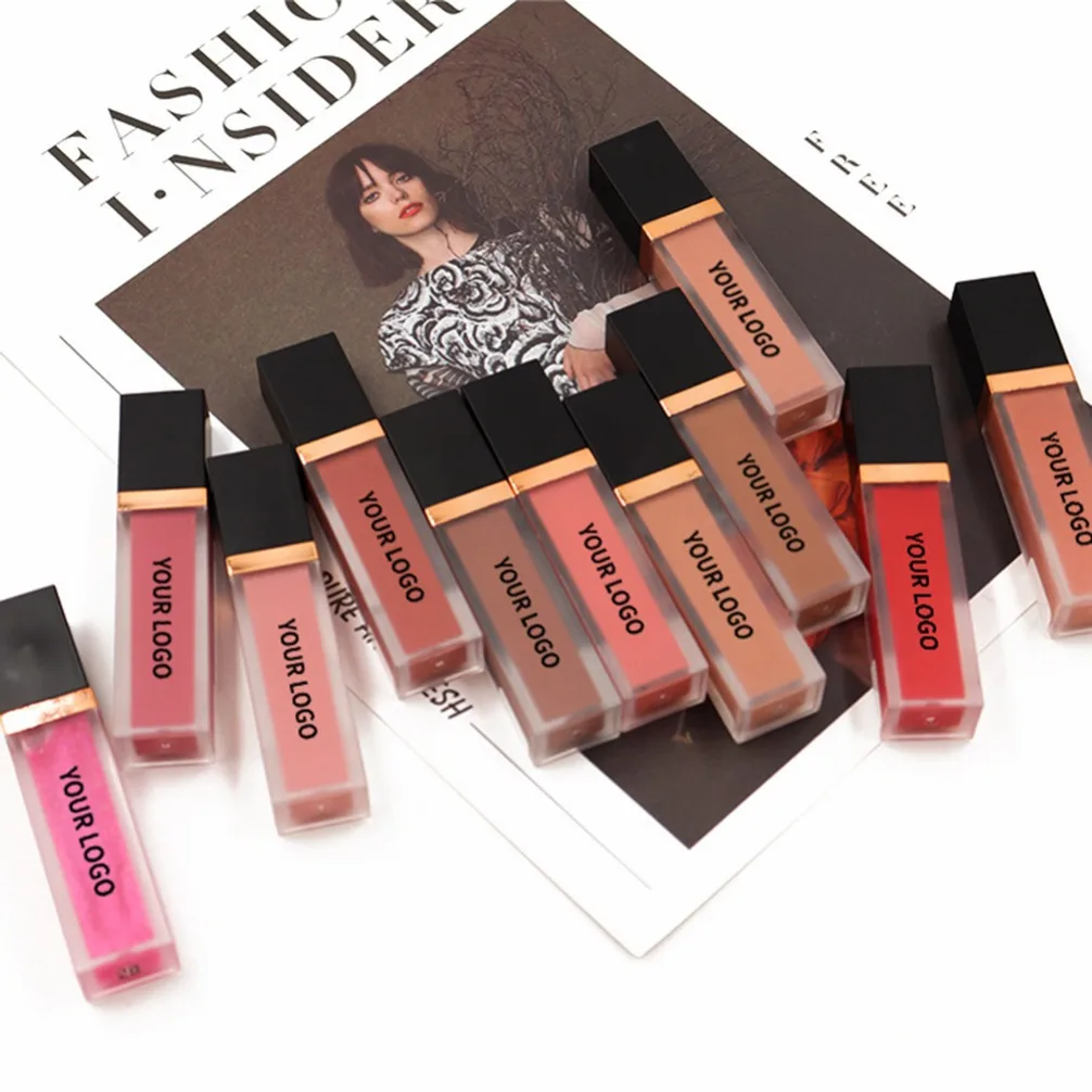 長持ちする防水マットリップグロス、ヴィーガン、保湿、パールのような輝き、簡単に塗れる、カスタムロゴ、プライベートラベル、卸売メイクアップ