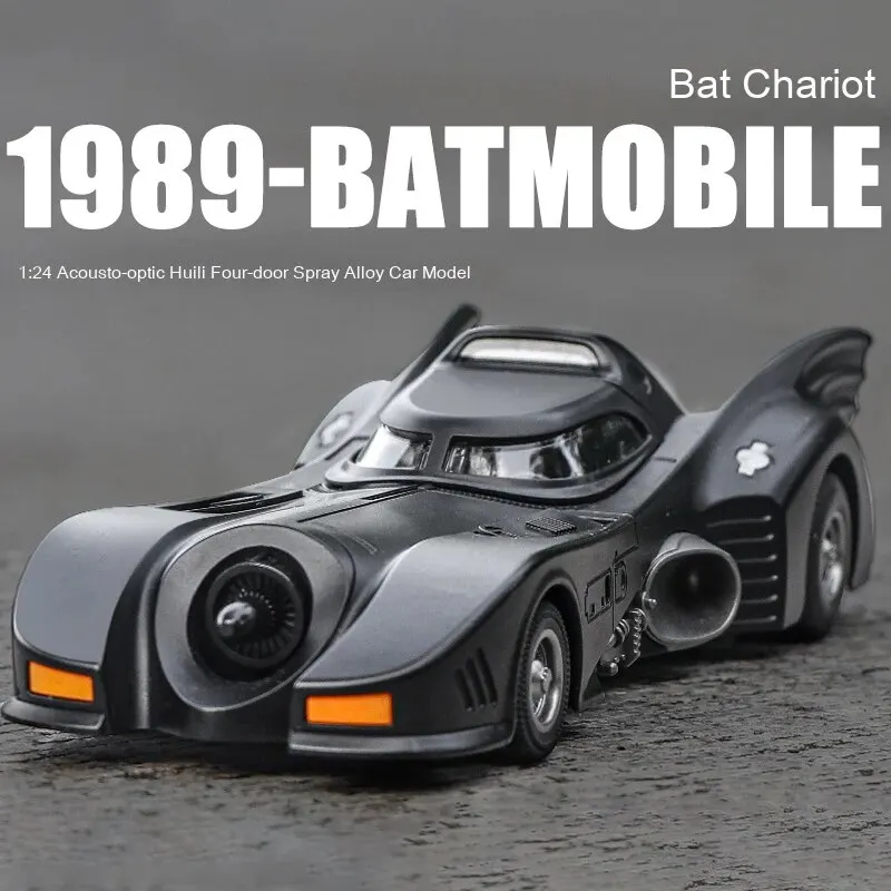 1:24 1989 Coche fundido a presión Batmobile con figura de Batman, juguetes para niños y adultos, negro