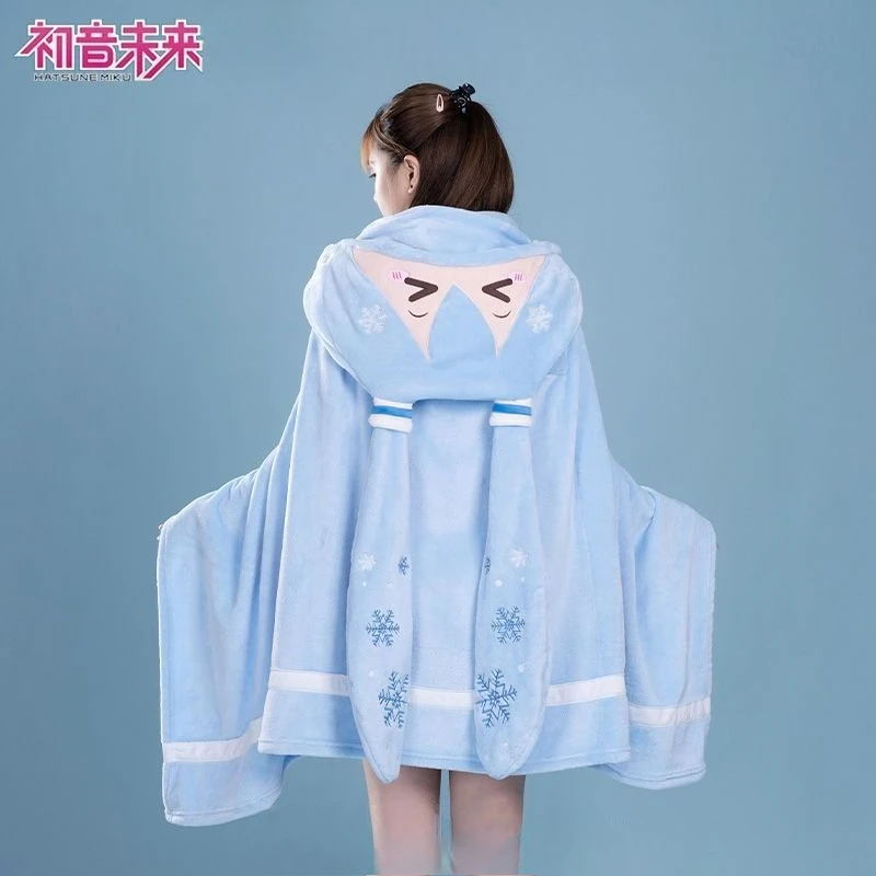 

Hatsune Miku Cute Anime Multifunctional Hooded Cloak Soft Office Kawaii Miku Peripheral Nap Warm Shawl Air Conditioning Blanket