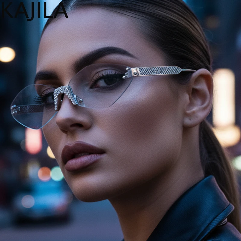 

Fashion Small Frame Hexagon Rimless Sunglasses women 2025 Luxury Brand Design Polygon Sun Glasses For Ladies Metal Eyewear UV400