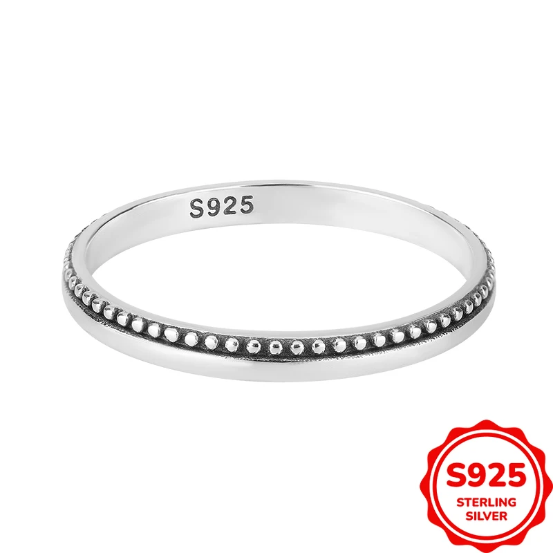 

Simple and Versatile Authentic S925 Silver Aged Dyed Black Couple Ring