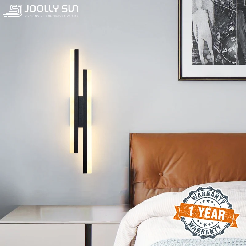 

JoollySun LED Wall Lamp Minimalist Bedside Light Modern Strip Lighting for Home Bedroom Living Room Decor Indoor Acrylic Sconces