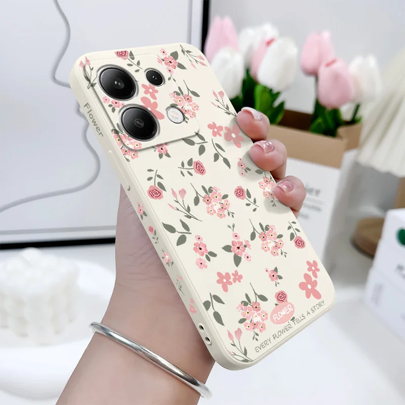 Floral Scent Phone Case For Xiaomi Redmi Note 14 13 12 12S 11 11S 10 10S 9 9S Pro Plus 4G 5G Liquid Silicone Cover