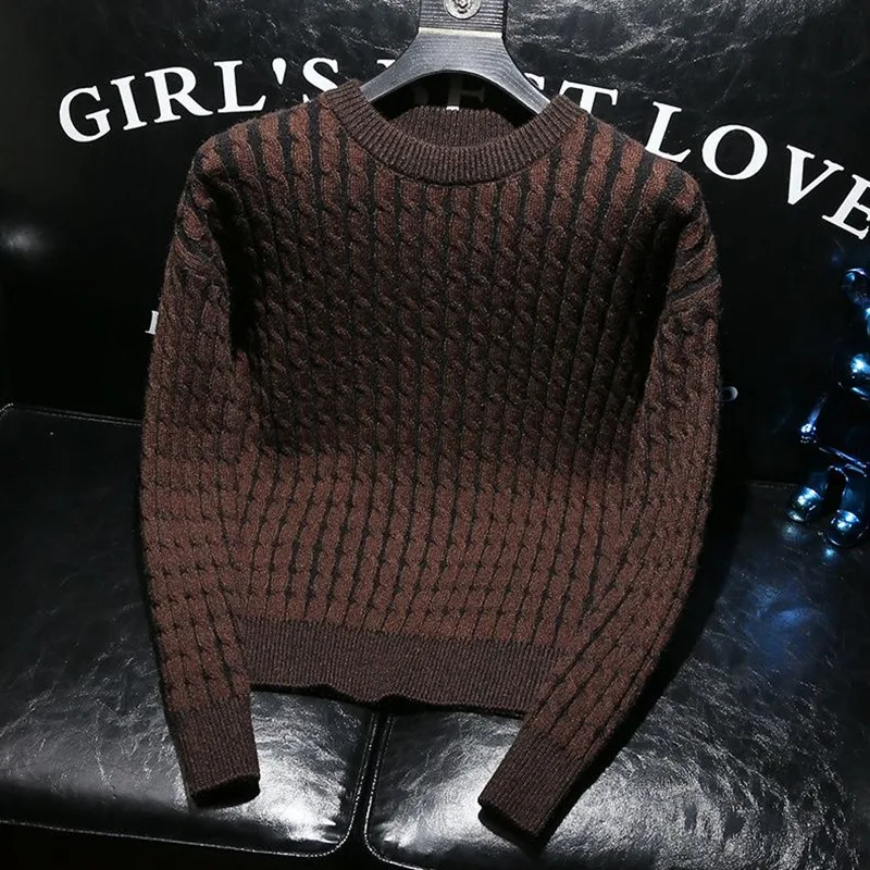 남성용 두꺼운 따뜻한 단색 스웨터, 캐주얼 루즈한 편안한 하이 퀄리티 스웨터, 패션 트렌드, 2025 용수철, 가을 신상