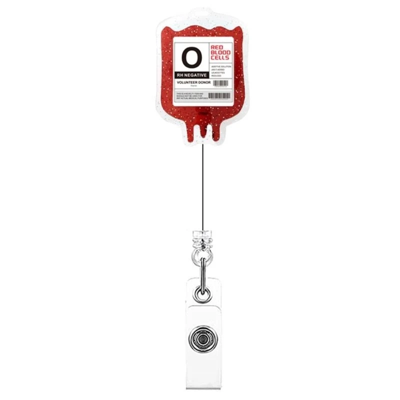 N5KE Blood Type Badge Reel Acrylic Material Badge Holder Perfect for Hospital Staff