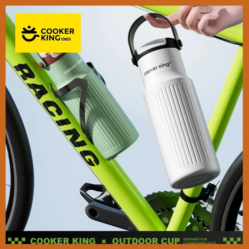 

COOKER KING Portable Thermos Mug Car Cup Vacuum Flask with Handle Stainless Steel Cold&Hot Sports Cup Travel Mug Insulated Cup