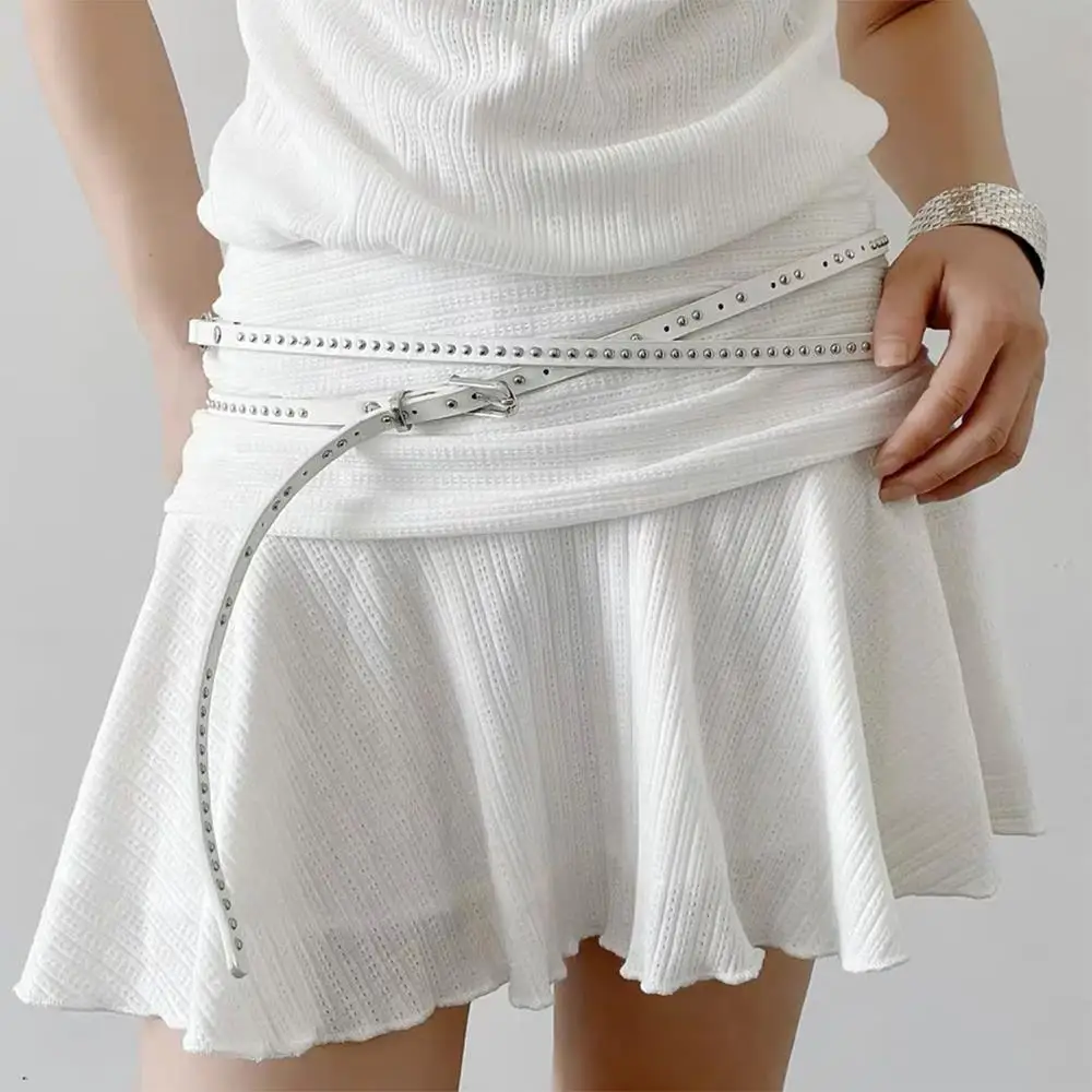 

Fashion Double-layer Belt Double Circle Any Knot Matching Skirt Belts Simple Waist Chain PU Leather Y2k Belt Waist Strap Belts