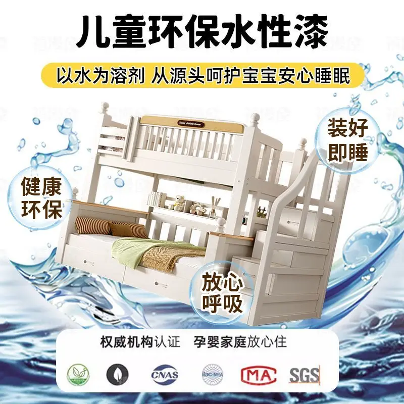 أسرة بطابقين علوية وسفلية من الخشب الصلب، شقة صغيرة للرجال والنساء والأطفال، عالية ومنخفضة، سميكة من طبقتين #4