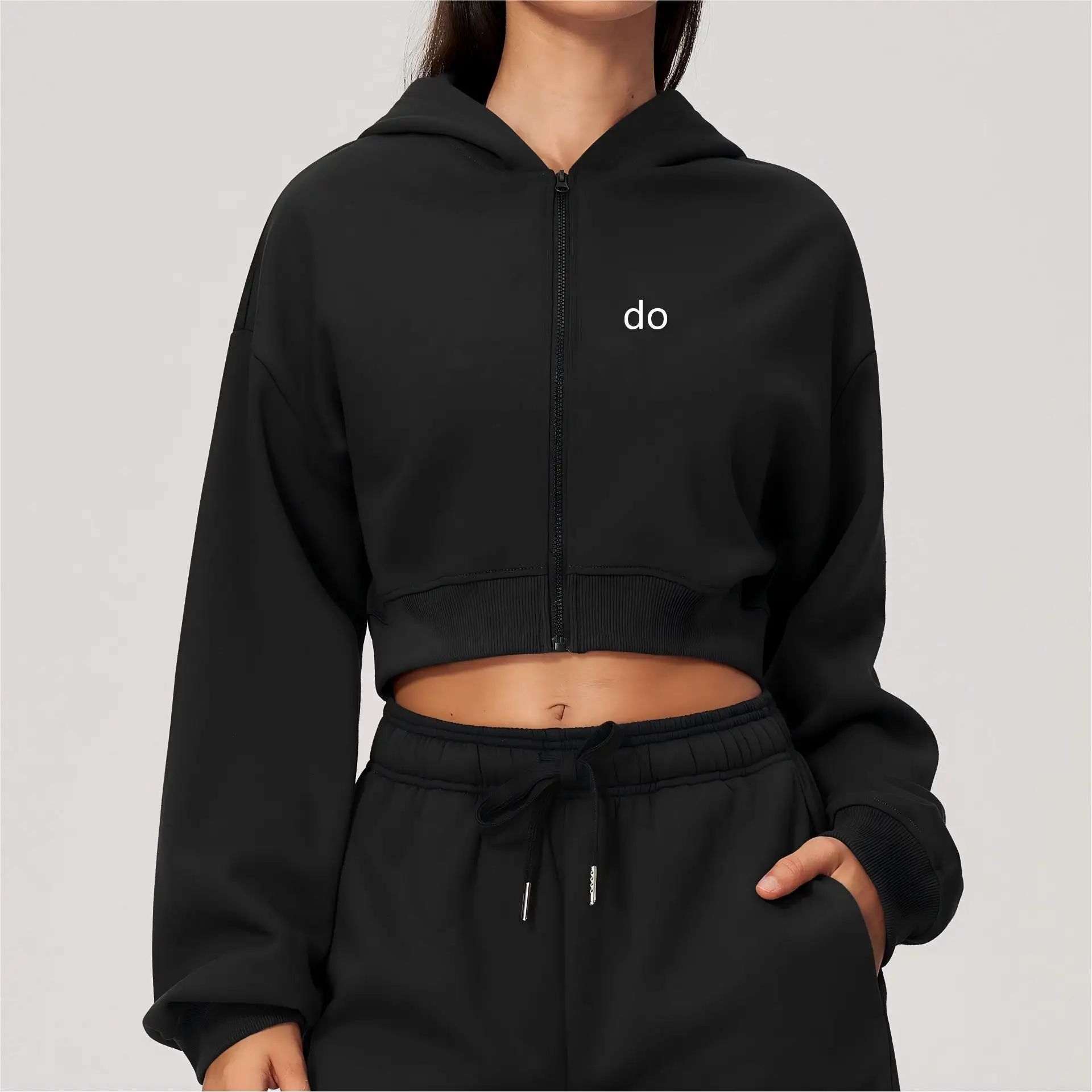 Women's Hoodie - Waist fit and slimming short cardigan - Autumn/Winter Fitness Zipper Sports Coat