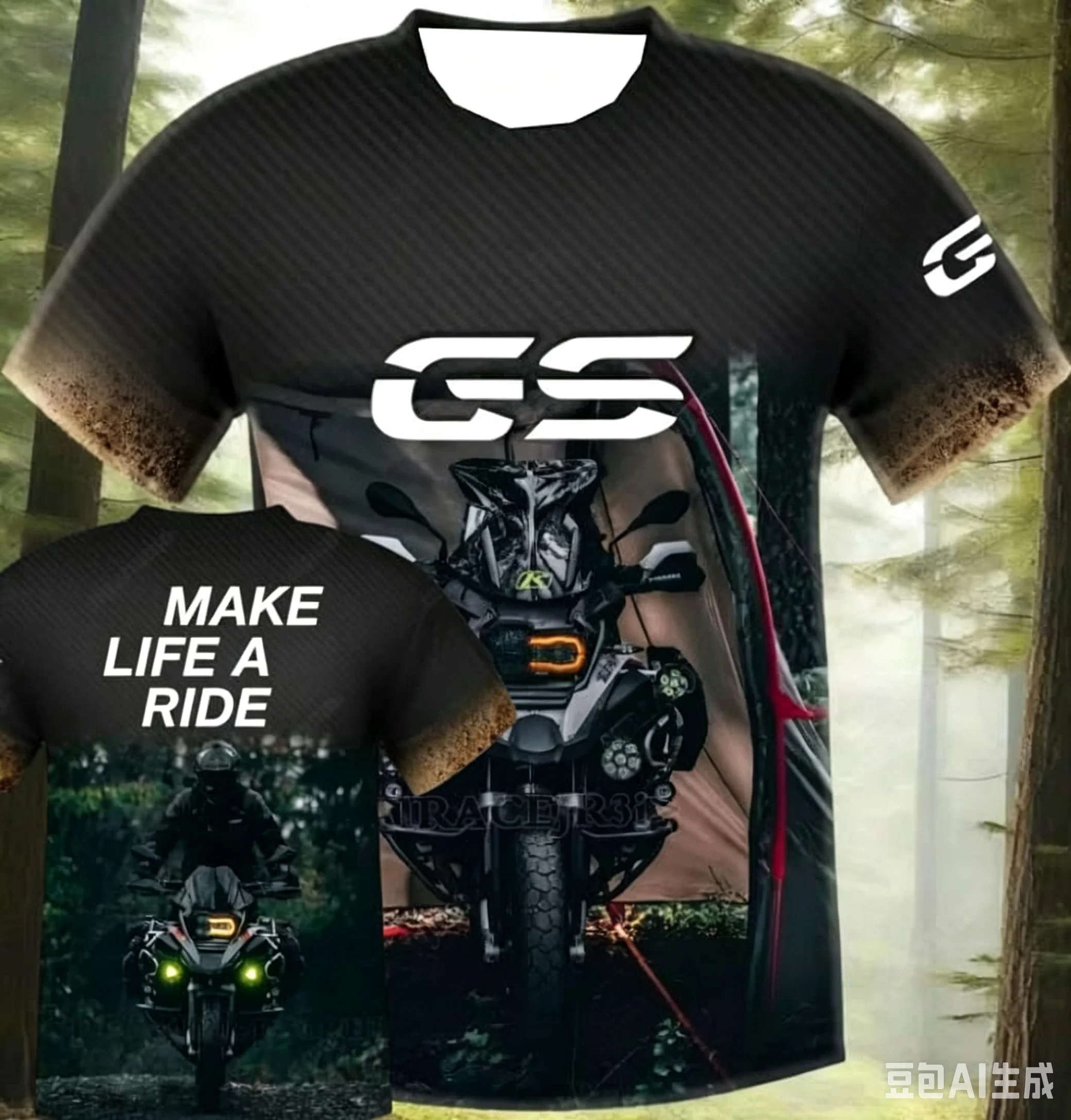 GS Motorrad  Motorcycle T-shirt Men Women Black Yellow Geometric Line Print Short Sleeve Tee Off Road Rider Sport Jersey Gift
