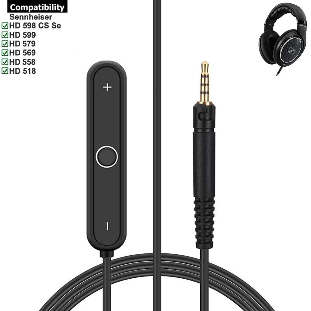Adaptador de áudio estéreo bluetooth 5.0, receptor sem fio com viva-voz para fones de ouvido sennheiser hd 598 cs se 558 518 599 569 579