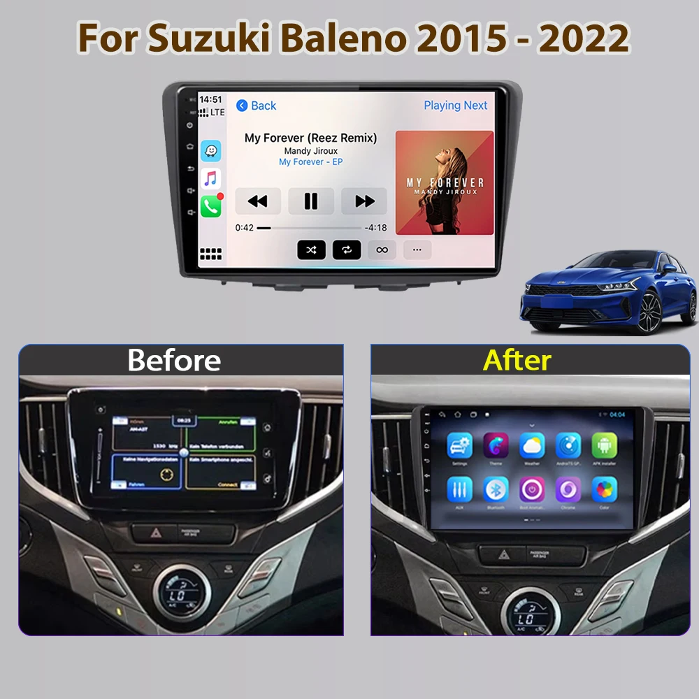 Autoradio Multimedia Video Player Voor Suzuki Baleno 2015 - 2022 9 Inch Android 15 Stereo GPS Carplay Auto Geen 2din DVD Head Unit