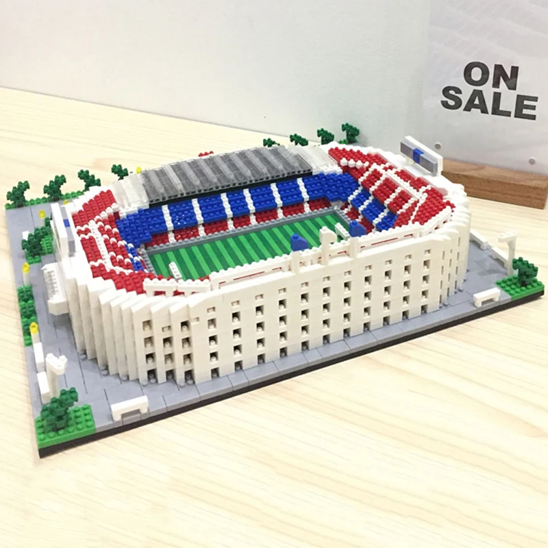 Sport Camp Nou Stadium Soccer Field Model World  Architecture Football Mini Diamond Blocks Bricks Building Toy No Box