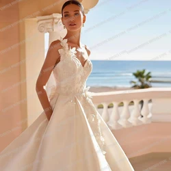 Luxury 3D Flowers Lace Wedding Dresses For Women A Line Sexy One Shoulder Formal Princess Party Bridal Gowns Vestidos Para Mujer