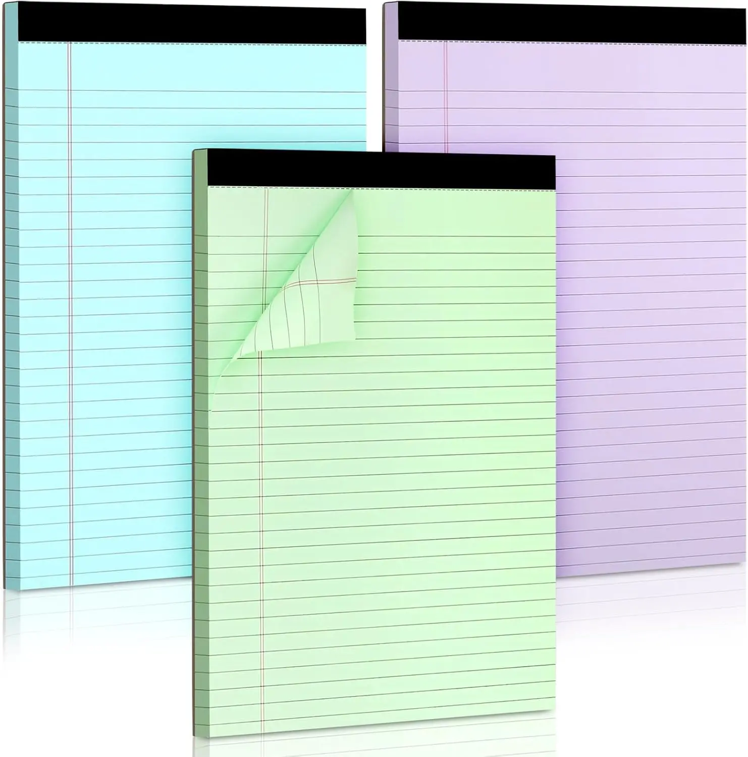 

Colored Legal Pads 3 Pack 8.5x11 Inch, Micro Perforated Notebooks with Sturdy Back, Wide Ruled, 30 Sheets Each for School Office