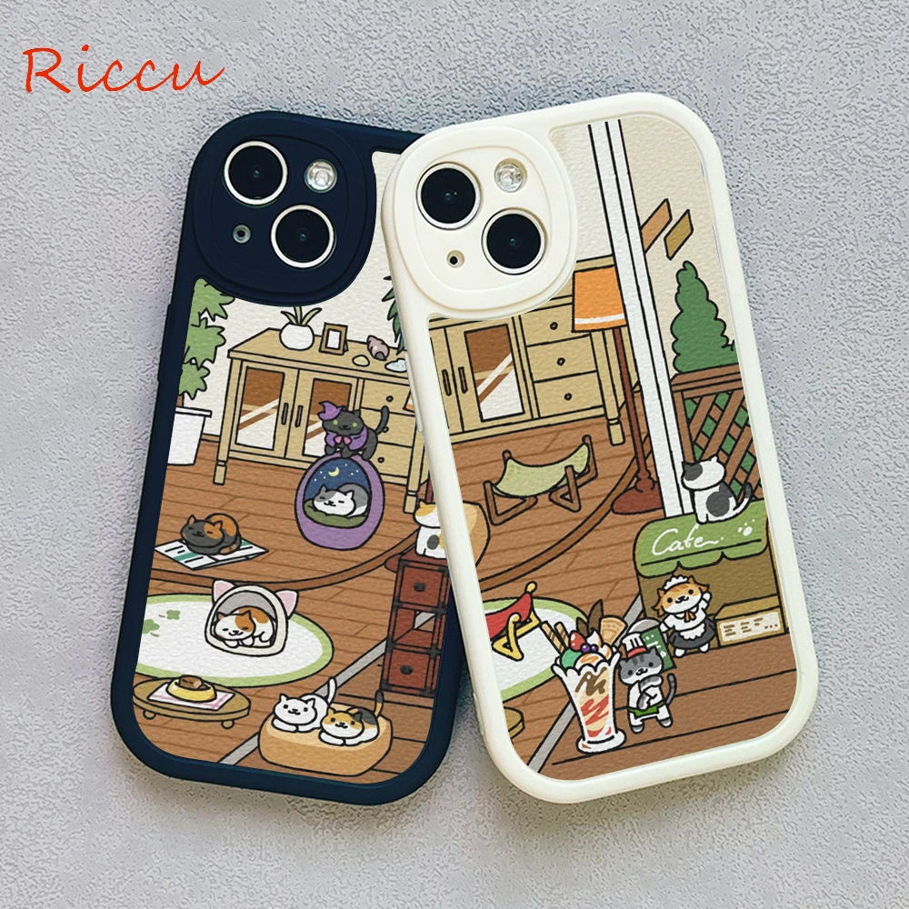 Pigro Bianco Arancione Gatto Cassa Del Telefono per Iphone 14 13 11 12 Pro MAX 13 12 MiNi 7 8 plus X XS XR Cartoon Dormire Gatto Coperture di Pelle