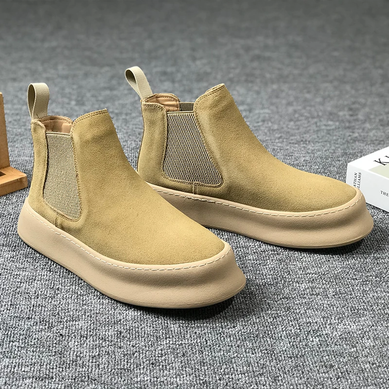 

Men Chelsea Boots Thick Soled Non Slip Round Toe Boots Fashionable Youth Men Boots sizes 38-46