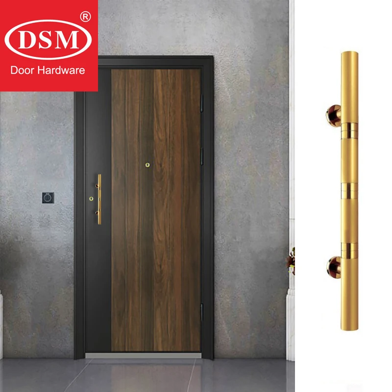 

One Piece 300mm Golden Entrance Door Handle SUS304 Stainless Steel Pull Handles For Wooden/Metal Frame Doors PA-627