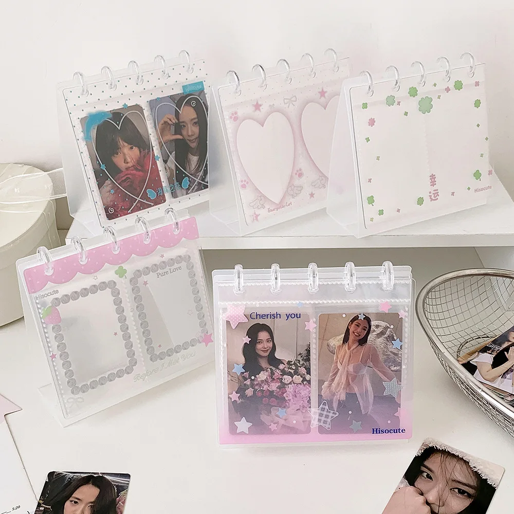 MINKYS 2 Grid Mushroom Hole 3 Inch Photocard Desk Calendar Album Kpop Idol Photocard Display Stand Desktop Polaroid Photo Frame