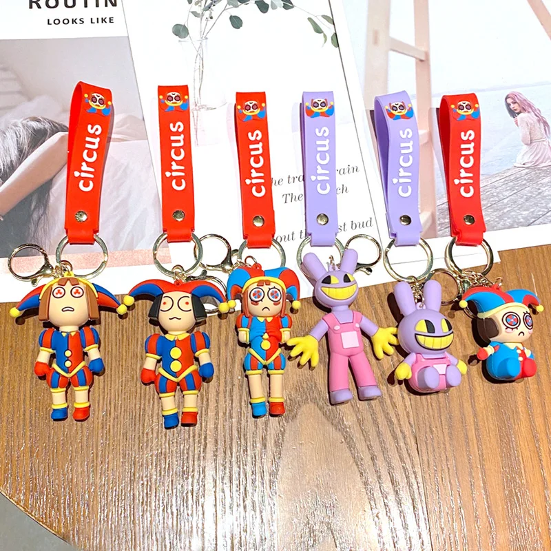 Clown doll toy key ring magic number circus keychain clown car key chain bag pendant birthday gift