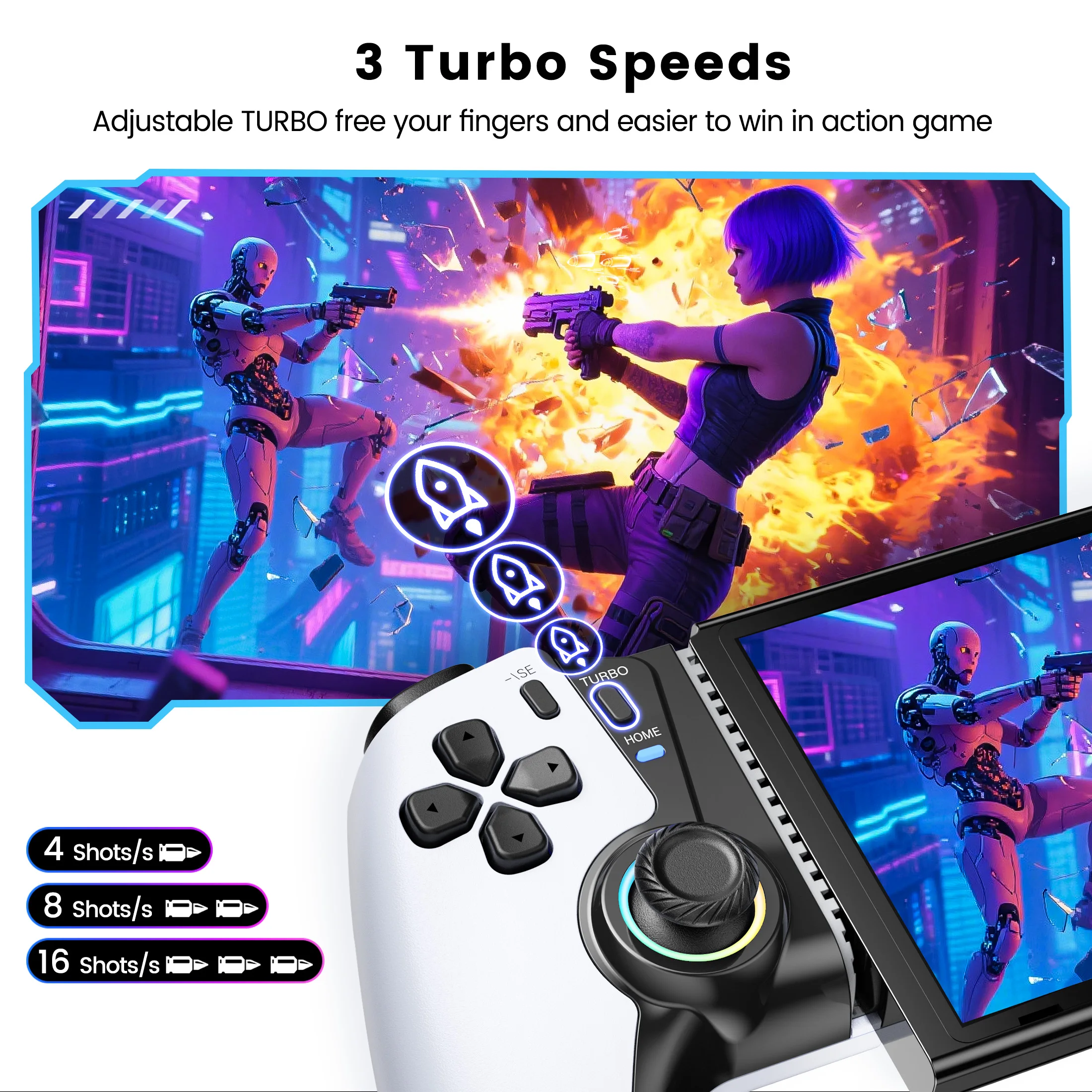 تأثير قاعة الهاتف المحمول DinoFire MC500 لألعاب Gamepad Cloud Gaming/Xbox Game/Android/iOS/Switch/Switch oled/switch2 Hall Effect
