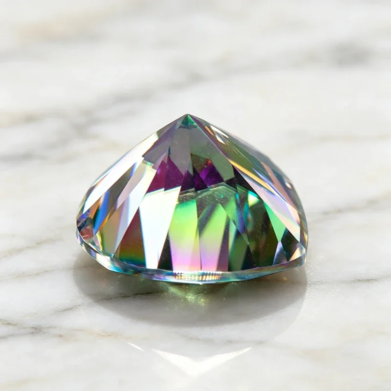 Moissanite Stone Heart Cut Rainbow Green Charms Gemstone for DIY Jewelry Making Materials Pass Diamond Tester with Certificate