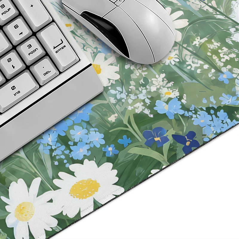 Mouse Pad Blue Wildflower Meadow Gamer XL Home Custom Computer Mousepad XXL keyboard pad Soft Carpet Desktop Mouse Pad