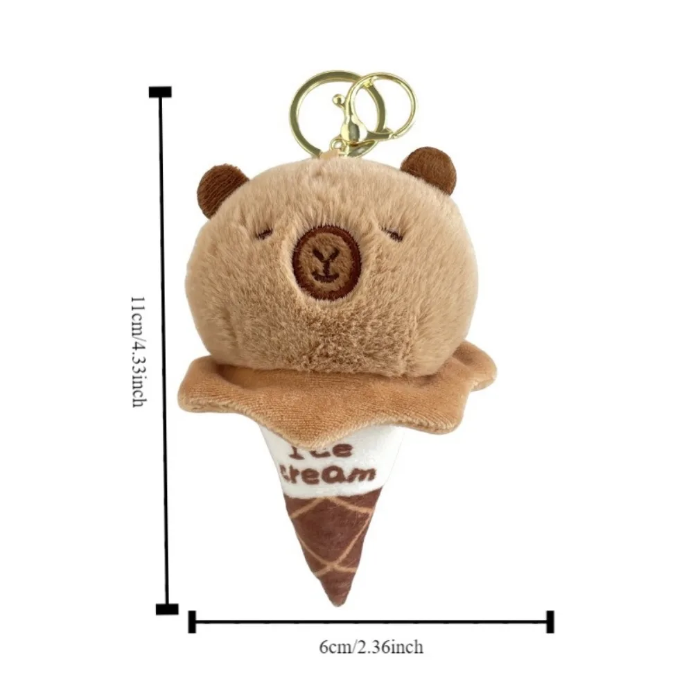 Ice Cream Capybara Plush Pendant Brown Creative Capybara Plushie Keychain Animal Capybaras Cartoon Stuffed Doll Keychains